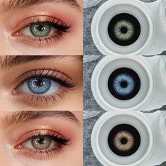 YICKYUE  -  Marsala Brown Degree Colored Contact Lenses With Prescription 14.5mm 6 Months Disposable Blue Soft Lens for Eye Makeup