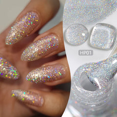 YICKYUE  -  7ml Sliver Holographics Nail Polish Colorful Shining Glitter Sequins Effect Nail Art Varnish No Need Lamp Air Dry