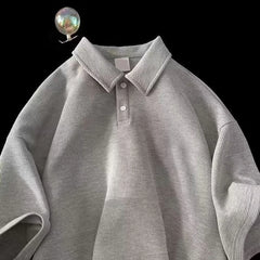 HEARUJOY  -  Brand New T-shirt Daily Wear Holiday Loose Lapel T-shirt All-match T-shirt Lapel Neckline Regular Length Short Sleeve