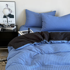 YICKYUE  -  Striped Series Bedding Set Duvet Cover Sheet Pillowcases Bedroom Linen Set Soft Skin-Friendly Checkered Home Bed Set