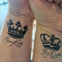 YICKYUE  -  Queen King Crown Tattoo Stickers Temporary Tattoos Couple Tattoo Waterproof Fake Tattoos Lovers Wrist Tattoo Tatuajes Temporales