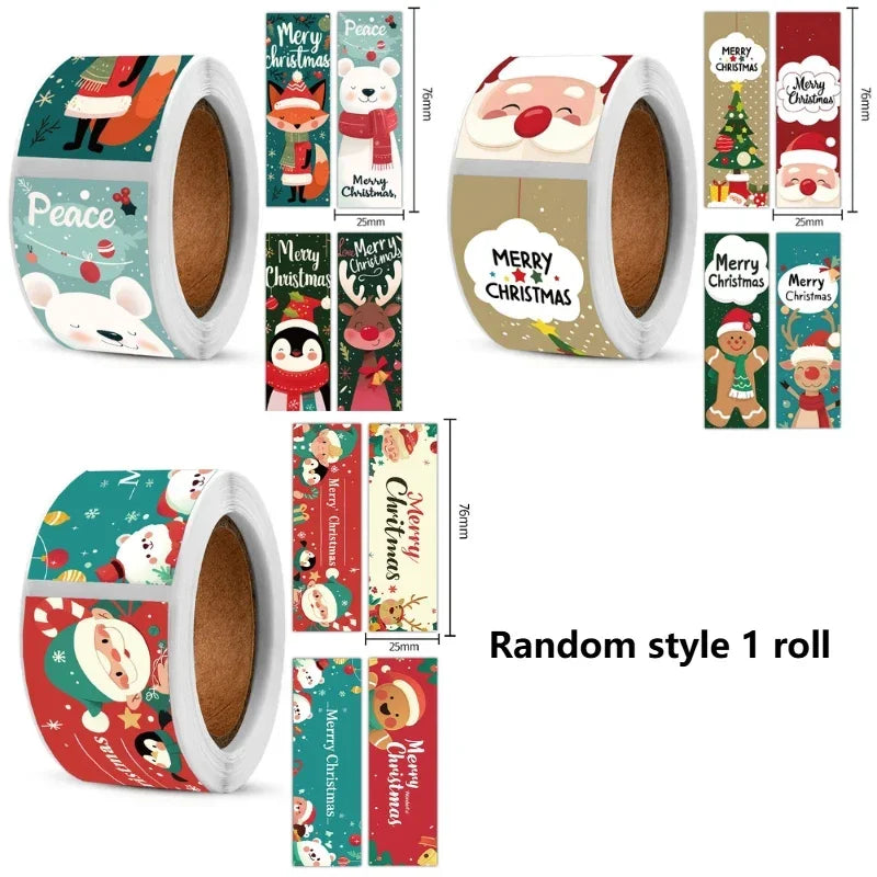 YICKYUE  -  Christmas DIY Sticker Roll, Make Your Own Snowman Penguin Santa Claus Decorative Stickers Waterproof Vinyl Christmas Party Favor