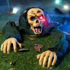 YICKYUE  -  Halloween Outdoor Decoration Zombie Groundbreaker, Outside Halloween Graveyard Decor, Zombie Prop with Creepy Sound and Glowing Eyes, Scary Groundbreaker Decorations for Lawn Yard, Photobooth Props