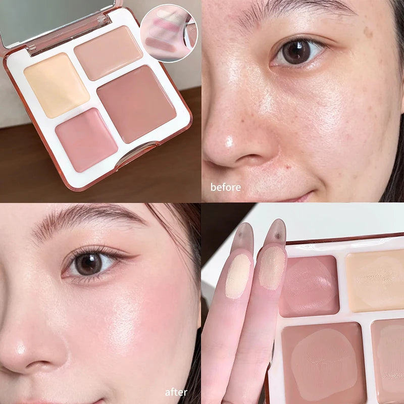 YICKYUE  -  4 Color Face Contour Shadow Bronzer Palette 3D Facial Highlight Makeup Matte Brighten Contouring Blusher Cream Texture Concealer