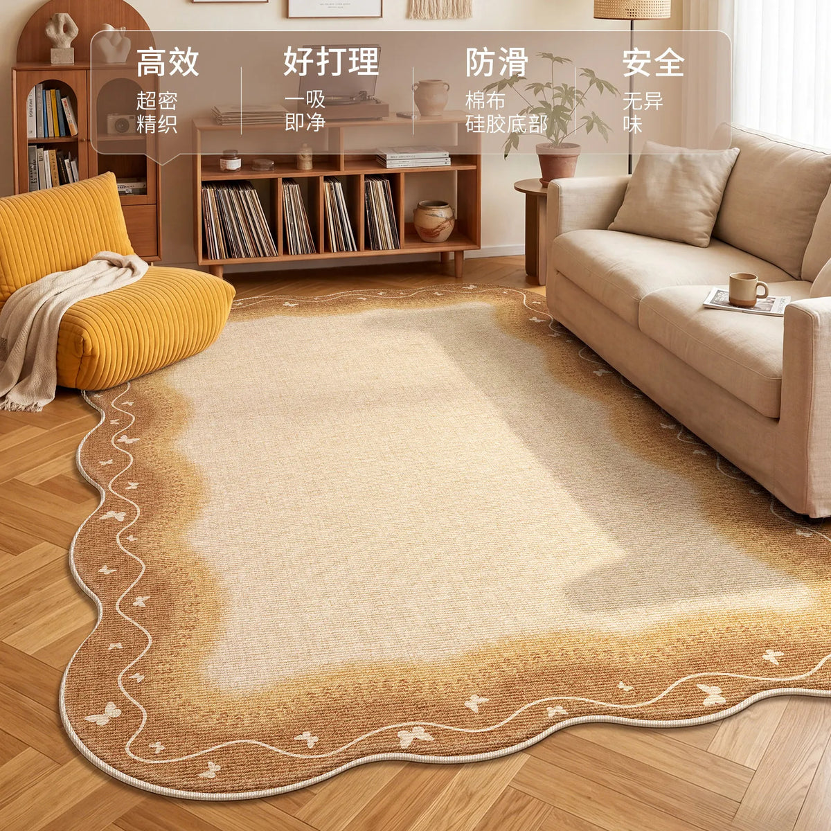 YICKYUE  -  Retro Style Living Room Decoration Washable Carpet Thick Plush Lounge Floor Mat Large Area Rugs for Bedroom Home Fluffy Soft Rug