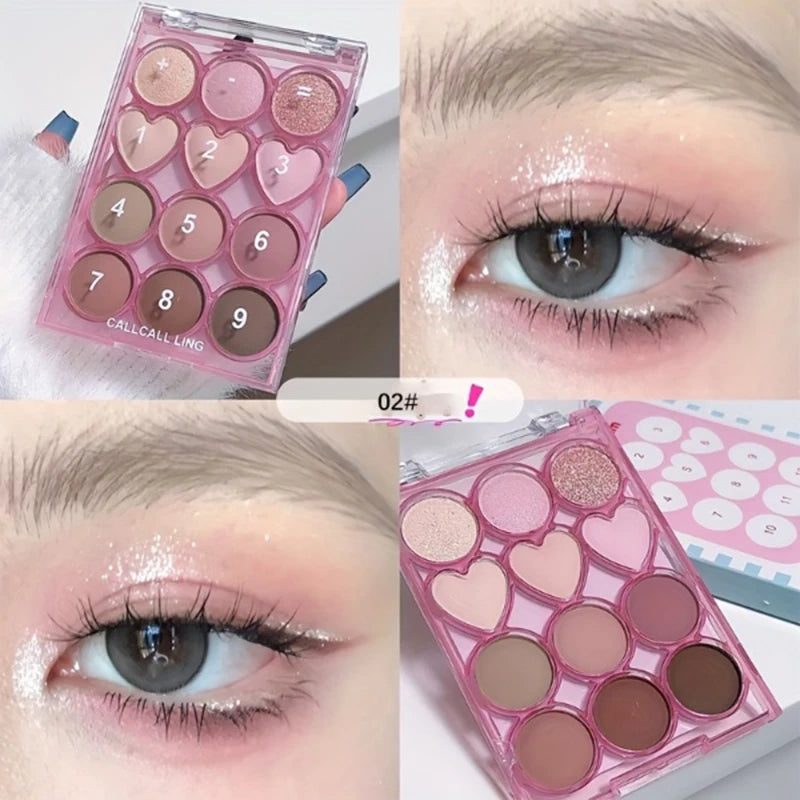 YICKYUE  -  12-Color Nude Eyeshadow Palette Korean-Style Soft Glam Multifunctional Matte Shimmer Low-Saturation Morandi Tones For Girl/Women