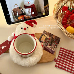 YICKYUE  -  Plush Scarf Snowman Coaster Korean Thermal Insulation Coaster Desktop Decoration Christmas Gift Luxury Placemat for Dining Table