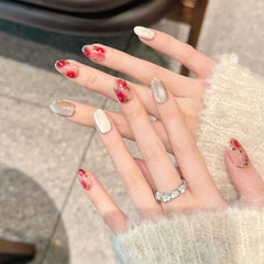 YICKYUE  -  Handmade Press on Nails Sweet Cherry Pink Blush Style Fake Nail Tips for Girl Wearable Spring Ins Fresh Korean Cute False Nails