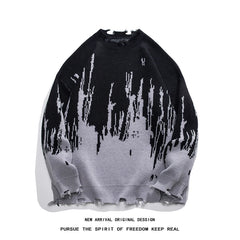 Hearujoy Hip Hop Ripped Punk Knitted Sweaters Men Oversized Harajuku Streetwear Sweaters Winter Couples Fashion Knit Pullovers Tops