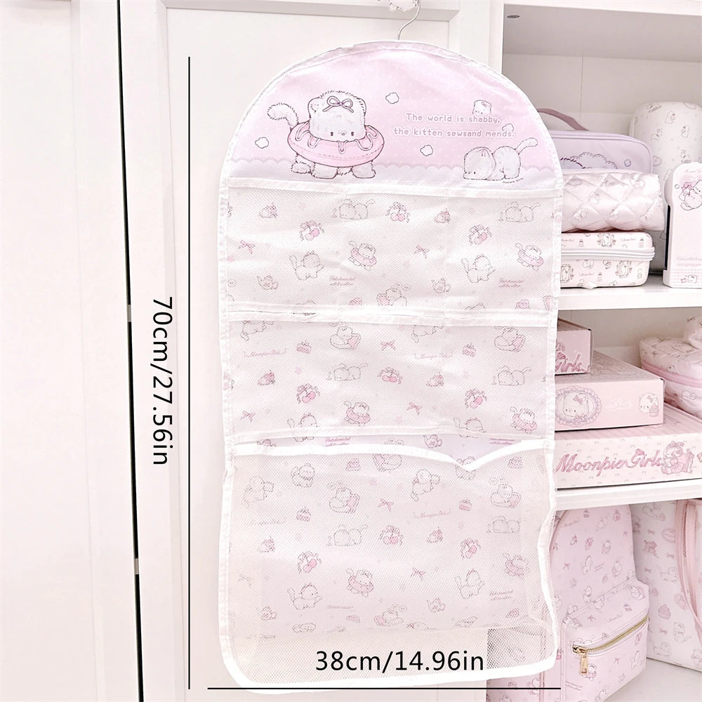 YICKYUE  -  Home Cute Cat Storage Hanging Bag Wardrobe Hanging Dormitory Storage Bag Underwear Socks Underwear Multi layer Mesh Bag