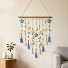 YICKYUE  -  Summer Terrace Dedicated Pendant Shell Woven Hanging Curtain Blue and White Tassel Green Plant Wall Corner Small Fresh Tapestry
