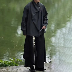 HEARUJOY  -  Y2k Irregular Skirt Pants Japanese Gothic Samurai Pants Hakama Genderless Streetwear Youth Campus Wide-Leg Pants Unisex 2025 New