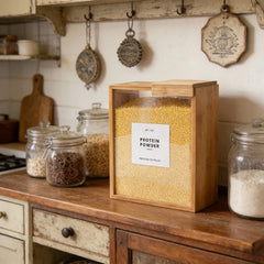 YICKYUE  -  Natural Bamboo Cereal Container, Kitchen Storage Box for Grain, Rice, Nuts & Dry Food