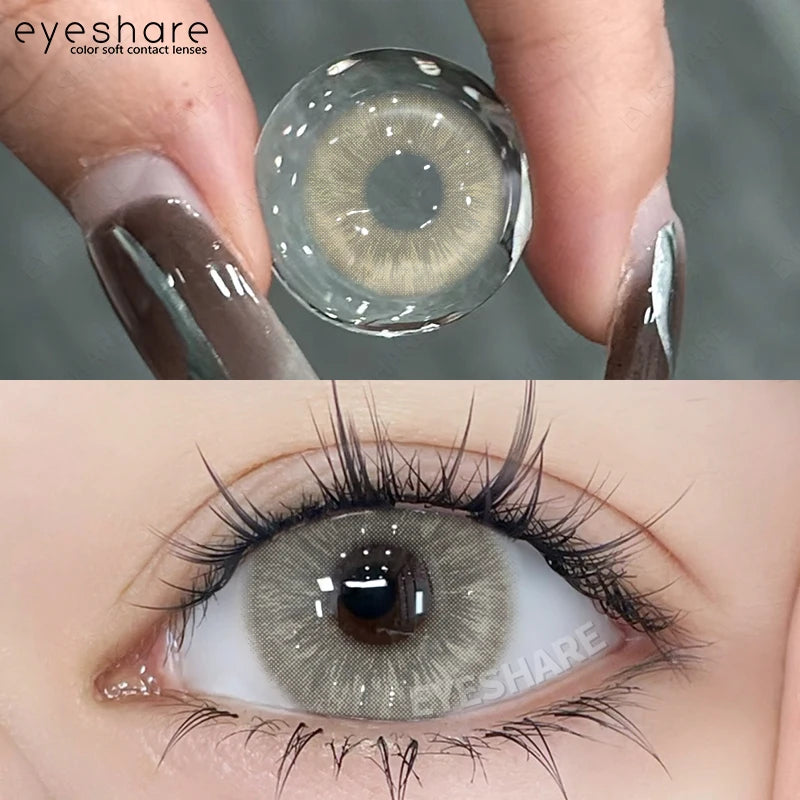 YICKYUE  -  Natural Grey Color Contact Lenses for 1-Year Wear Small Pupil Brown Korean Style Lens for Eyes Beauty Makeup
