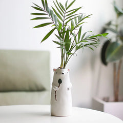 YICKYUE  -  Cute Cartoon Ceramic Hydroponic Planter, Mini Flower Pot, Dried Flower Vase, Creative Desktop Decor & Gift for Living Room