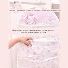 YICKYUE  -  Home Cute Cat Storage Hanging Bag Wardrobe Hanging Dormitory Storage Bag Underwear Socks Underwear Multi layer Mesh Bag