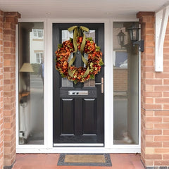 YICKYUE  -  1pc Elegant Autumn Hanging Wreath with Hydrangea Flowers - Classic Style, Wall-Mounted,Ideal for Christmas & Home Decor