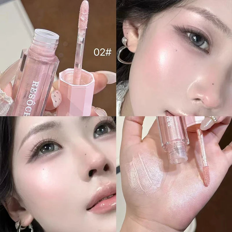 YICKYUE  -  3 Colors High Glossy Contour Liquid Blush Bronzers Highlighters Transparent Contours Three Dimensional Shimmering Skin Cosmetics