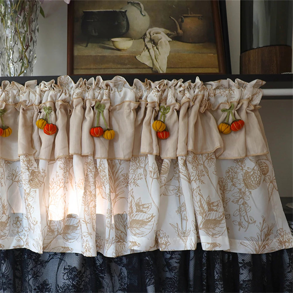 YICKYUE  -  Retro French Punch-Free Door Curtain Home Decoration Antique Bedroom Partition Cabinet Curtain Balcony Printed Half Curtain