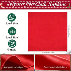 YICKYUE  -  8Sets Red and Green Cloth Napkins & Christmas Napkin Rings Fabric and Metal Holiday Dinners Table Decoration for 2026 Xmas Decor