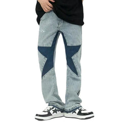 Hearujoy Y2K Star Jeans Men Patchwork Denim Trousers Male Loose Casual Pants Korean Japanese Streetwear Hip Hop men clothing