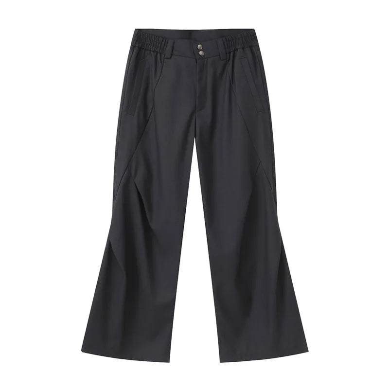 Hearujoy Niche Style Men's Suit Pants Oblique Fold Straight Summer Male Loose Trousers Wide Leg Casual Bottom Tide 9C6381