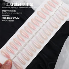 YICKYUE  -  30Pcs Press-On Nails Pure White Long-Length Nude Pink Gradient with Subtle Shimmer—Perfect for Girls and Everyday Wear