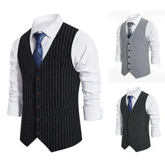 HEARUJOY  -  Men New Vests Suits V Neck Striped Single Breasted Sleeveless Slim Fit Blazer Vest Coats Splice Casual Regular Coat Autumn 2025