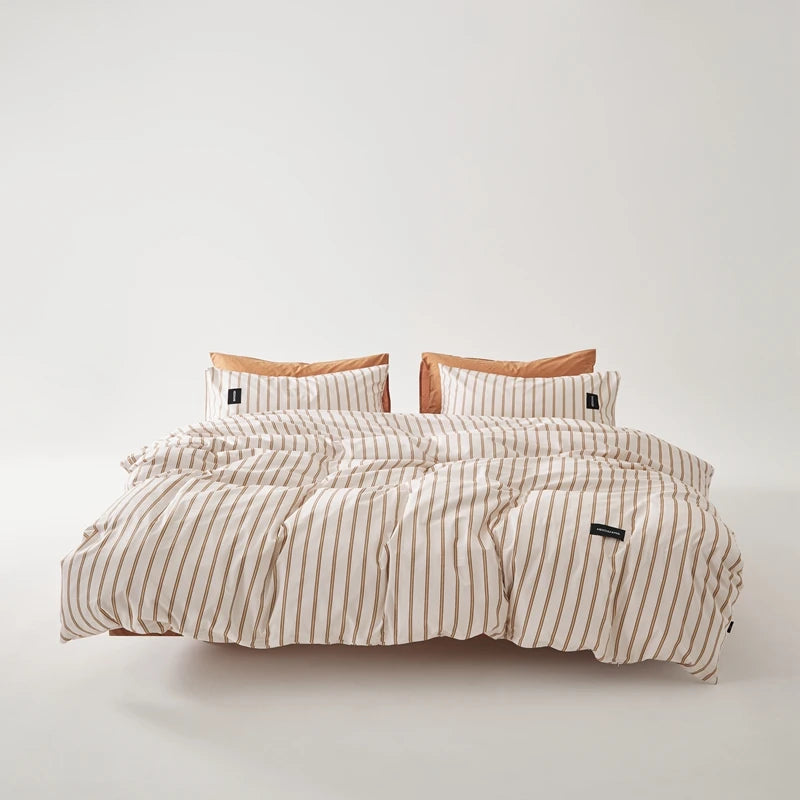 YICKYUE  -  Black and White Striped Minimalist Style 100% Cotton Duvet Cover Bed Sheet Pillowcase Striped Geometric Twin Queen Home Bedding