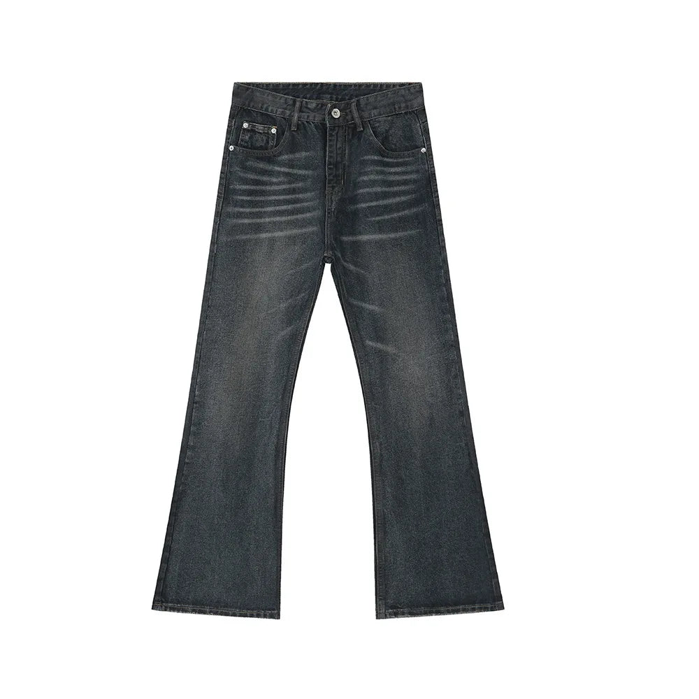 Hearujoy Summer Men's Flared jeans American style Retro Washed Water ripple design Fashion Trend Denim Pants 9C5603