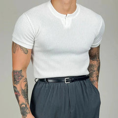 HEARUJOY  -  Summer New Men's Solid Color Short-Sleeved T-Shirt American Retro Fashion Trend Leisure Loose Breathable Sports Gym Men's Tops