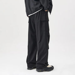 Hearujoy Autumn New Fashion Pleated Paratrooper Overalls Pants Men Outdoor Sports Big Pocket Mountain Wide Leg Casual Mens Pants