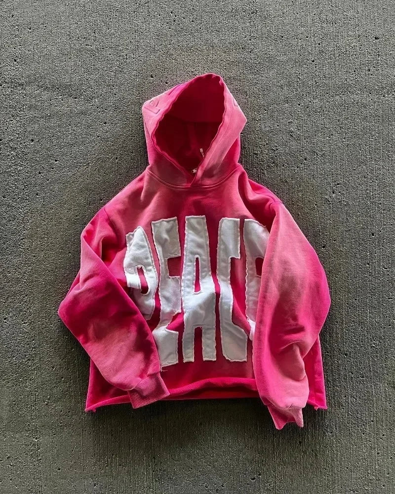 Hearujoy Y2K New Retro Harajuku Embroidered Hoodie Color blocked Design Trendy Sportswear Street Hip Hop Punk Versatile Loose Street Wear