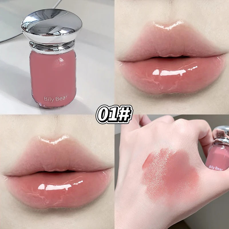 YICKYUE  -  Nude Pink Hydrating Moisturizing Water Light Mirror Lip Gloss Lipstick Lasting Waterproof Non Stick Cup Korean Style Lip Makeup