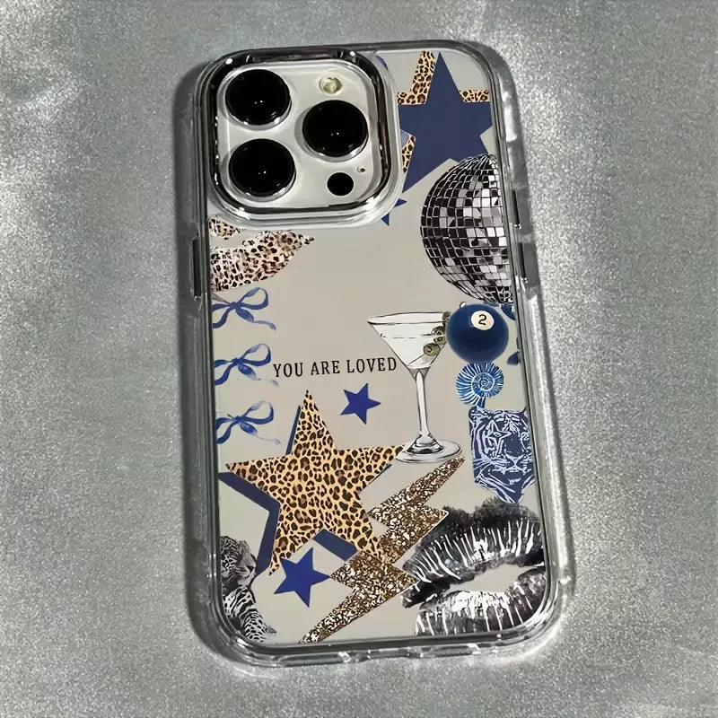 YICKYUE  -  Star Lips Leopard Print Phone Case for OPPO Reno5 Reno6 Reno8 Reno11 Reno12 Reno13 Reno14 Z T F Pro 4G 5G Transparent Soft Cover