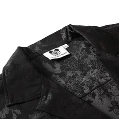 Hearujoy Harajuku Men Shirts Black Flower Print Short Sleeve Single Breasted Loose Shirt 2024 Hio Hop Beach Casual Streetwear Unisex