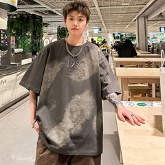 HEARUJOY  -  Baggy T Shirt for Men 100℅ Cotton Top Man Tee Shirts New in Vintage Clothing Cool Basic Korean Popular Clothes Streetwear Casual
