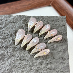 YICKYUE  -  10pcs High-end Purely sensual style, dragon claw design, hand-painted flowers, glittering small diamonds, gradient cat eye effec