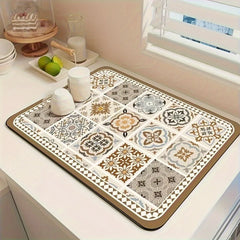 YICKYUE  -  Coffee Machine Absorb Water Pad Tabletop Tableware Drying Mat Diatom Mud Kitchen Anti Slip Countertop Mat Tableware Drain Pad