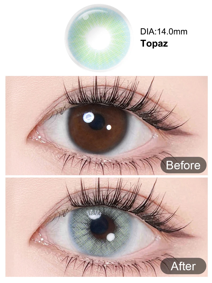 YICKYUE  -  Graduated Contact Lenses With Diopters Cosmetic Makeup Natural Colored Eye Contacts 14.0mm 6 Months