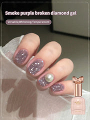 YICKYUE  -  10ml Jasmine Crushed Diamond Gel Nail Polish purple Glitter Nail Polish Top Selling Purple Nails Autumn And Winter Nails