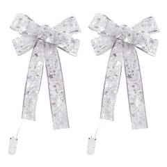 YICKYUE  -  2Pcs Handmade Glowing Bow Knot LED Christmas Tree Pendant Xmas Lamp Decor Party Hanging Ornament Festival Bow Knot