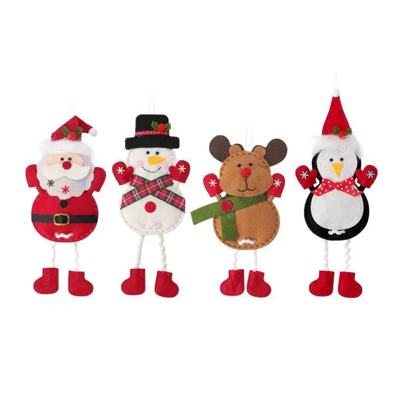 YICKYUE  -  Christmas Long-Legged Decorative Ornaments Featuring Santa Claus, Snowman, Reindeer, And Penguin Design For Hanging On Xmas Tree