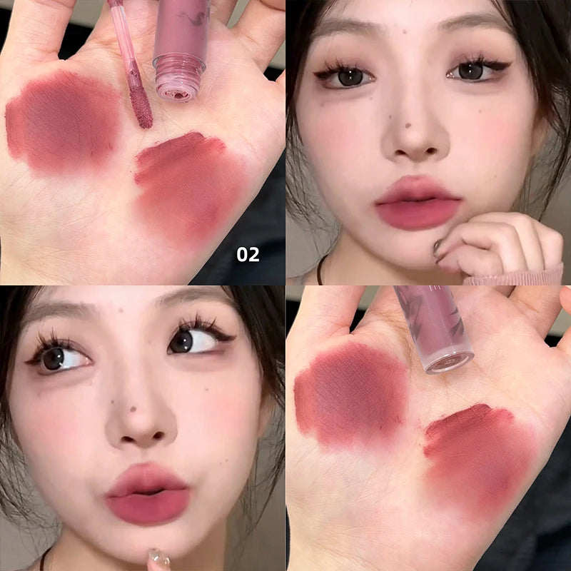 YICKYUE  -  Matte Velvet Liquid Lipstick Lasting Red Lipgloss Waterproof Orange Brown Lip Tint Makeup For Women Nourishing Lip Stain