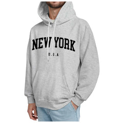 Men'S Loose Solid Color Fall Hooded Sweatshirt Men'S Letter Printed Loose Casual Long Sleeve Pullover Pattern Sudaderas Hombre