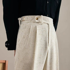 HEARUJOY  -  Imitation Linen British Style Naples Pants For Men Spring Summer Business Casual High Waist Straight Senior Suit Trousers Male