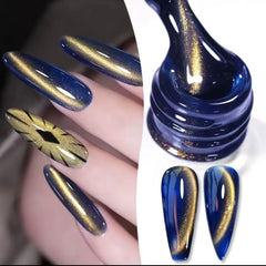 YICKYUE  -  10ML 1PCS Gold Light Blue Cat Eye Gel Nail Polish New Glass Bead Whitening Nail Art Autumn Nails Nail Supplies
