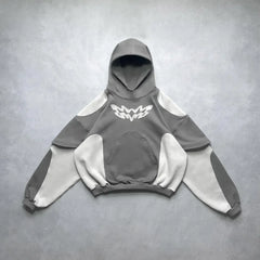 Hearujoy Y2K New Retro Harajuku Embroidered Hoodie Color blocked Design Trendy Sportswear Street Hip Hop Punk Versatile Loose Street Wear