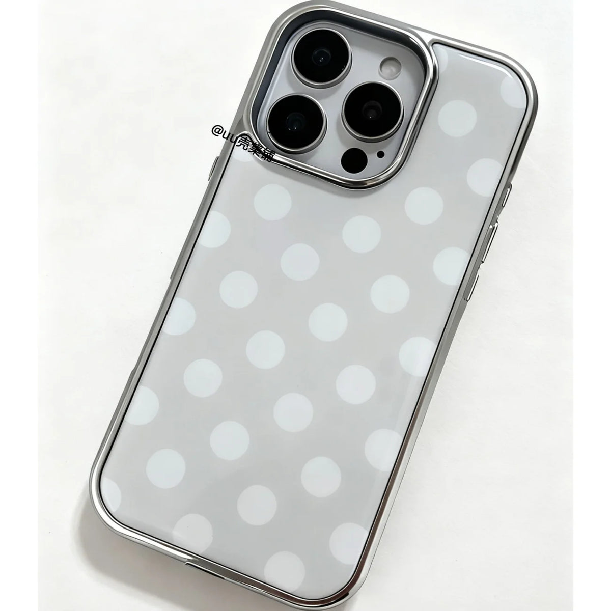 YICKYUE  -  Korean Ins Trendy Polka Dot Grey Phone Case For iPhone 18 ULTRA 17 AIR 16 15 14 13 12 11 Pro Max PLUS Surface Glossy Y2K Cover