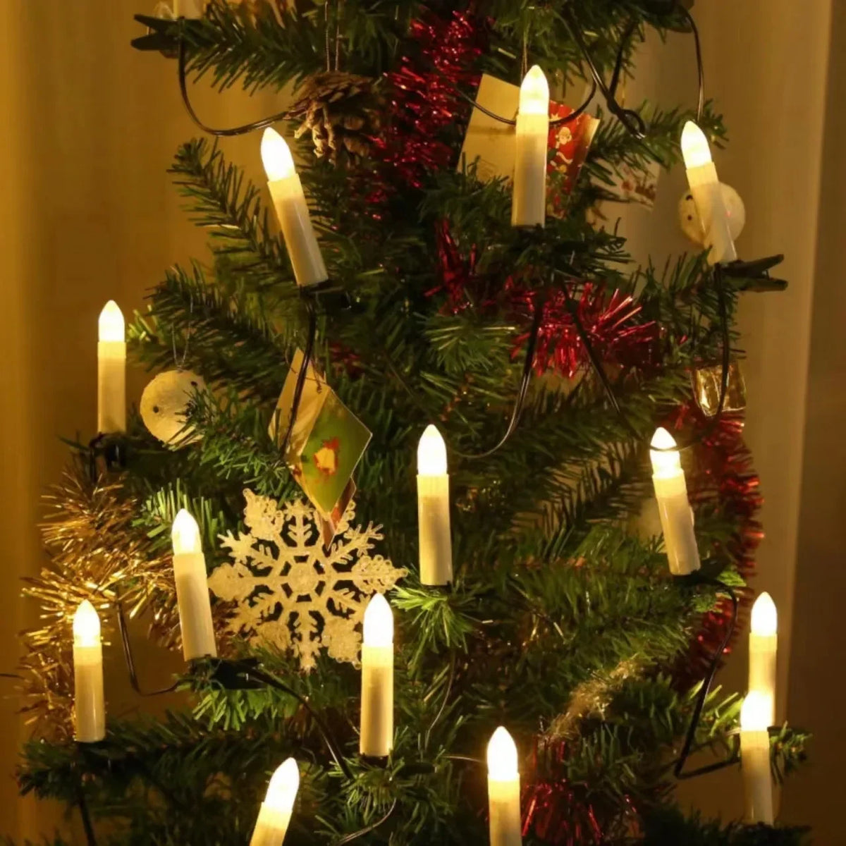 YICKYUE  - Flameless Taper Christmas Candle String Light with Clips 10 LED for Home Party Xmas Tree Ornaments Holiday Decorations